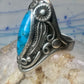 Navajo long turquoise coral ring leaves size 9.75 sterling silver women