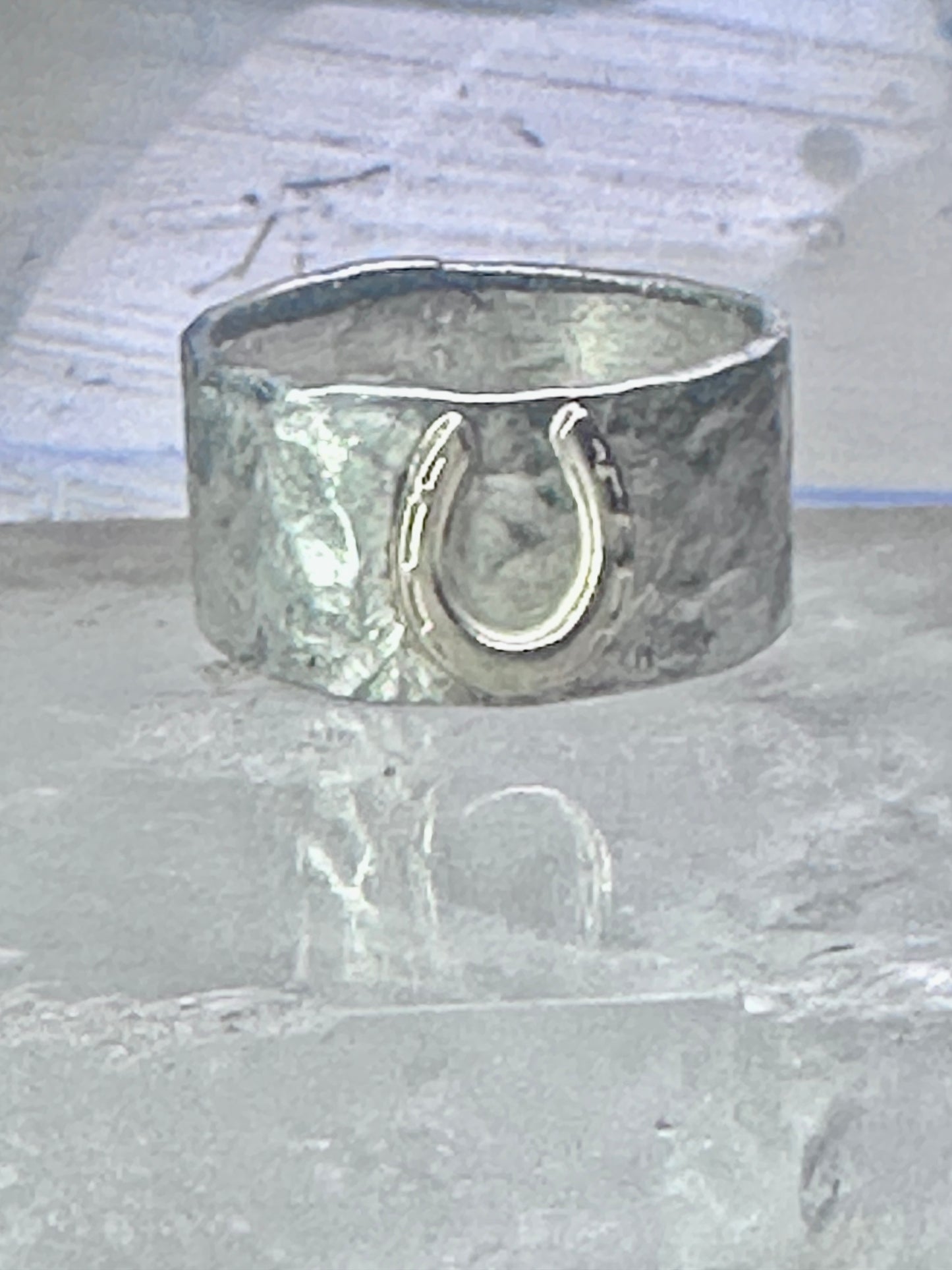 Horseshoe Ring Good Luck band size 9.25 cowboy sterling silver women men