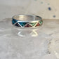 Zuni ring Wedding band turquoise coral chips sterling silver size 7.75 women men