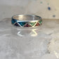 Zuni ring Wedding band turquoise coral chips sterling silver size 7.75 women men