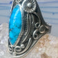 Navajo long turquoise coral ring leaves size 9.75 sterling silver women
