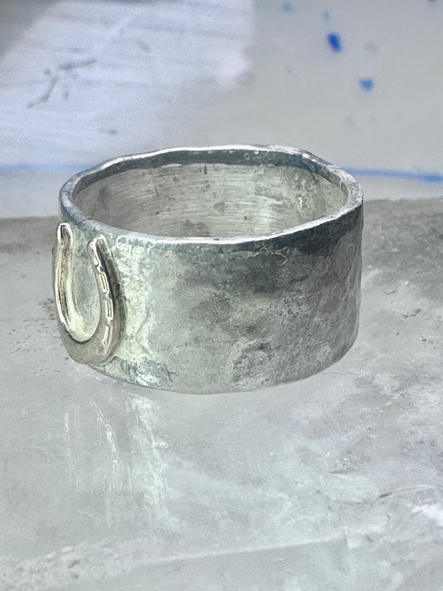 Horseshoe Ring Good Luck band size 9.25 cowboy sterling silver women men