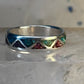 Zuni ring Wedding band turquoise coral chips sterling silver size 7.75 women men