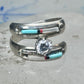 Vintage Sterling Silver Turquoise Inlay Solitaire Ring Cubic Zirconia Size 6 3.5g