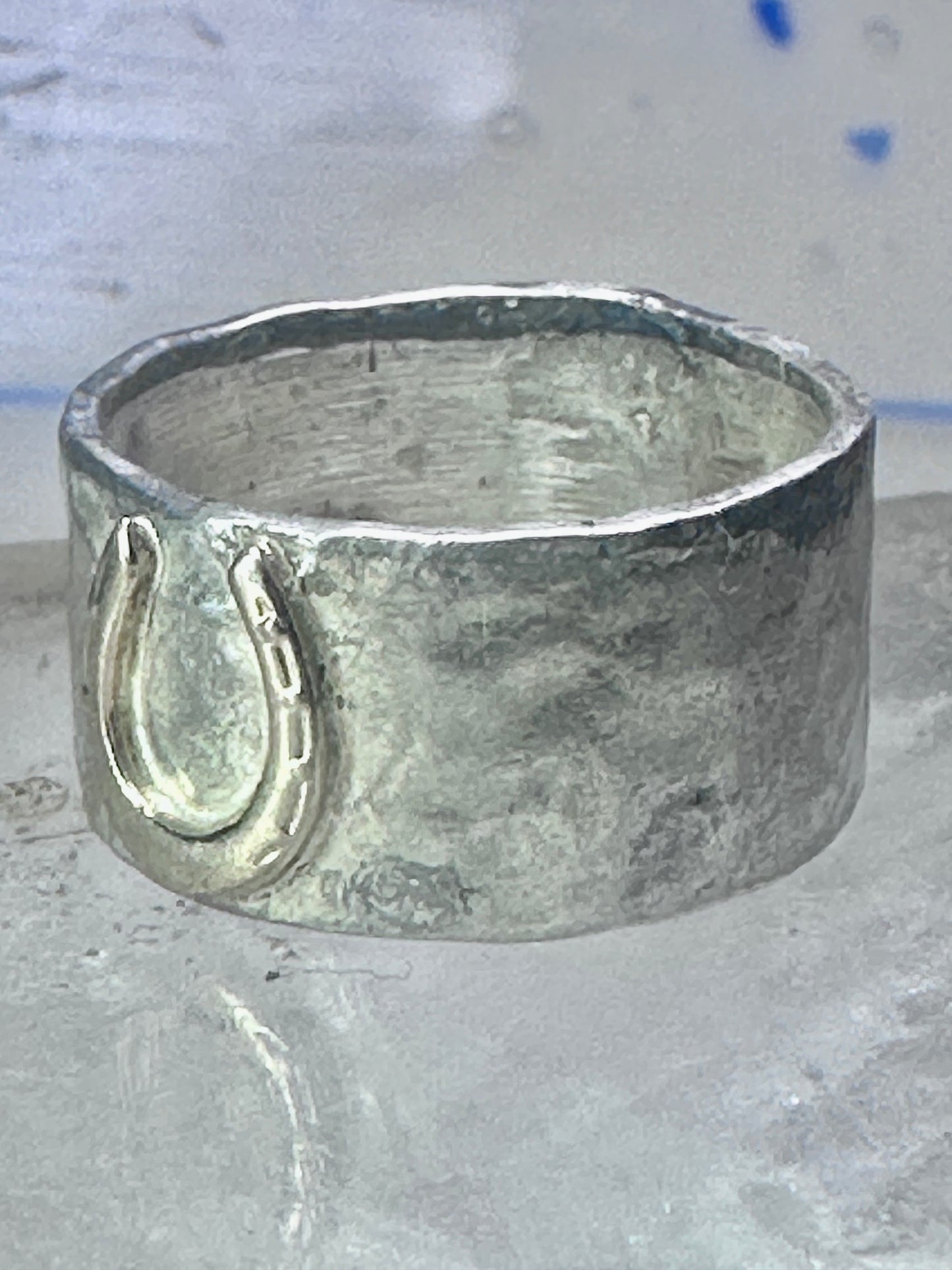 Horseshoe Ring Good Luck band size 9.25 cowboy sterling silver women men