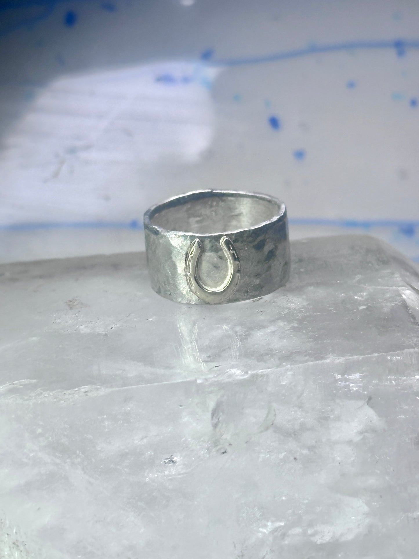 Horseshoe Ring Good Luck band size 9.25 cowboy sterling silver women men