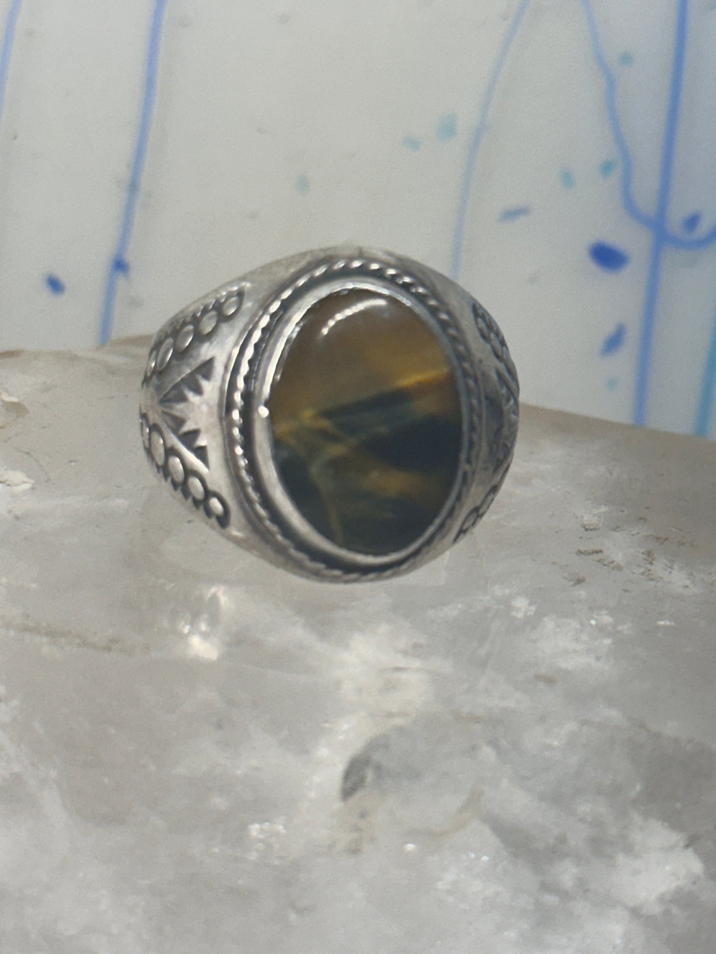 Tiger Eye ring size 10.75 Mexico sterling silver men women&nbsp;