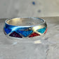 Zuni ring Wedding band turquoise coral chips sterling silver size 9.75 women men