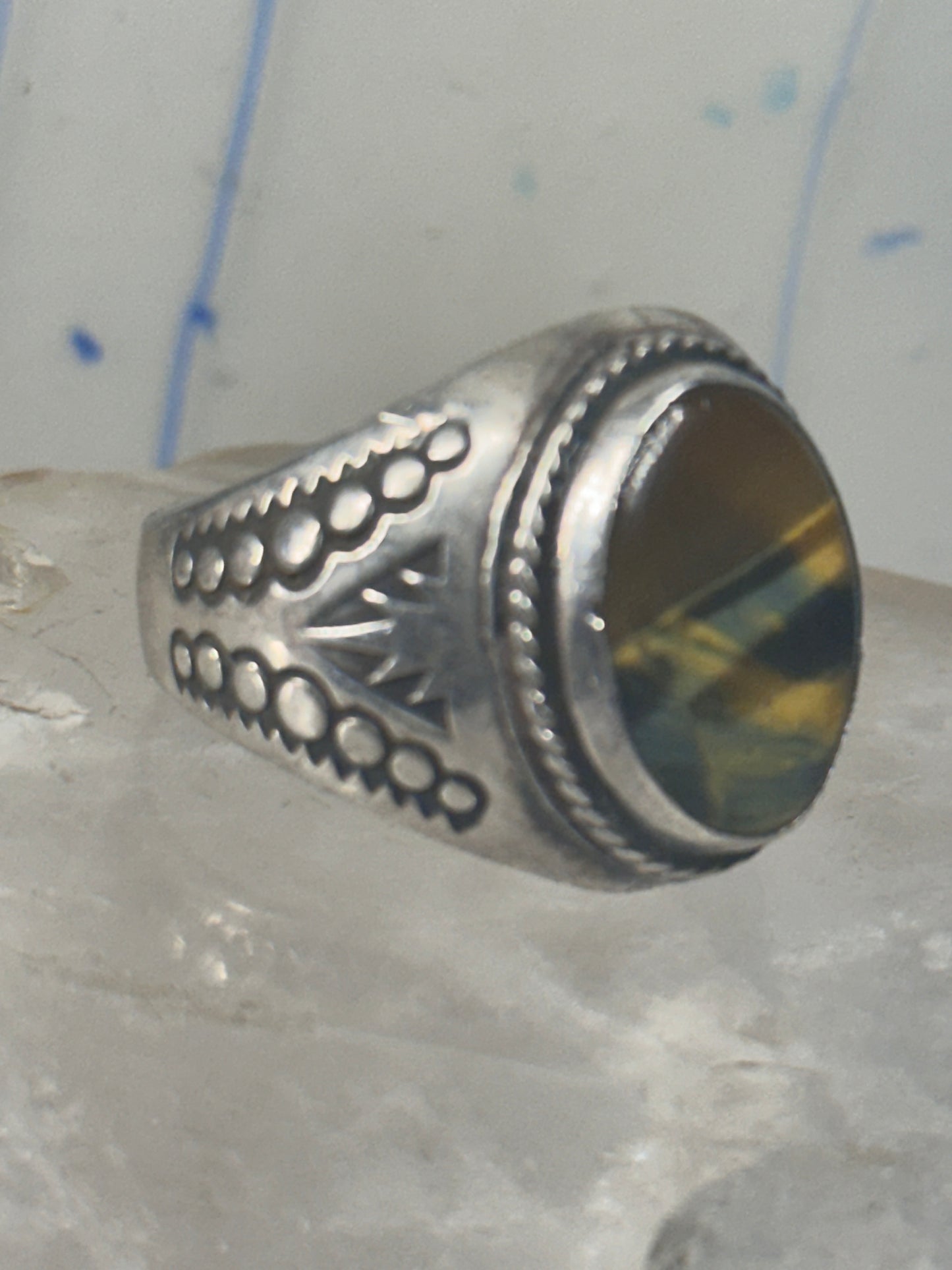 Tiger Eye ring size 10.75 Mexico sterling silver men women&nbsp;