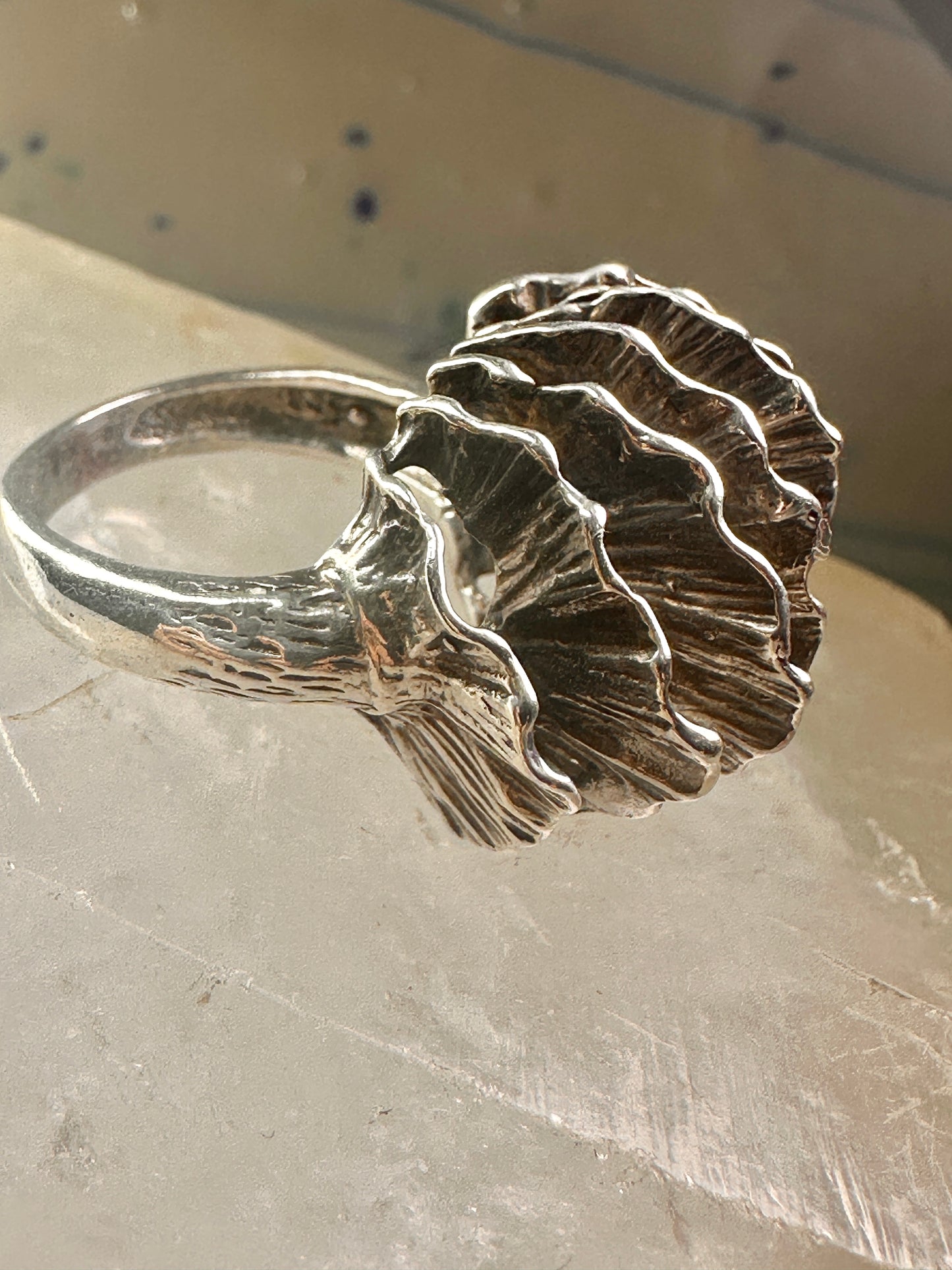 Brutalist ring textured band size 8 sterling silver women