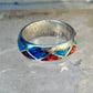 Zuni ring Wedding band turquoise coral chips sterling silver size 9.75 women men