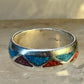 Zuni ring Wedding band turquoise coral chips sterling silver size 9.75 women men