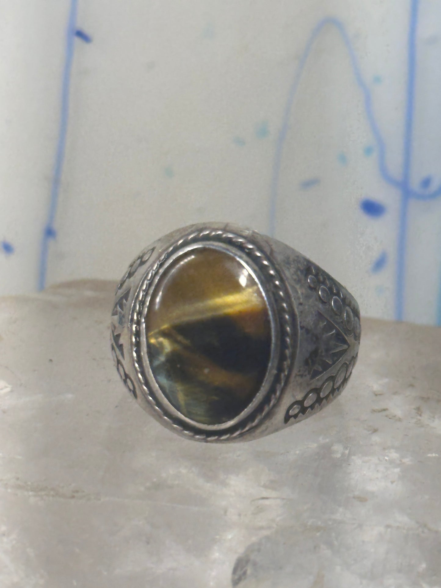 Tiger Eye ring size 10.75 Mexico sterling silver men women&nbsp;