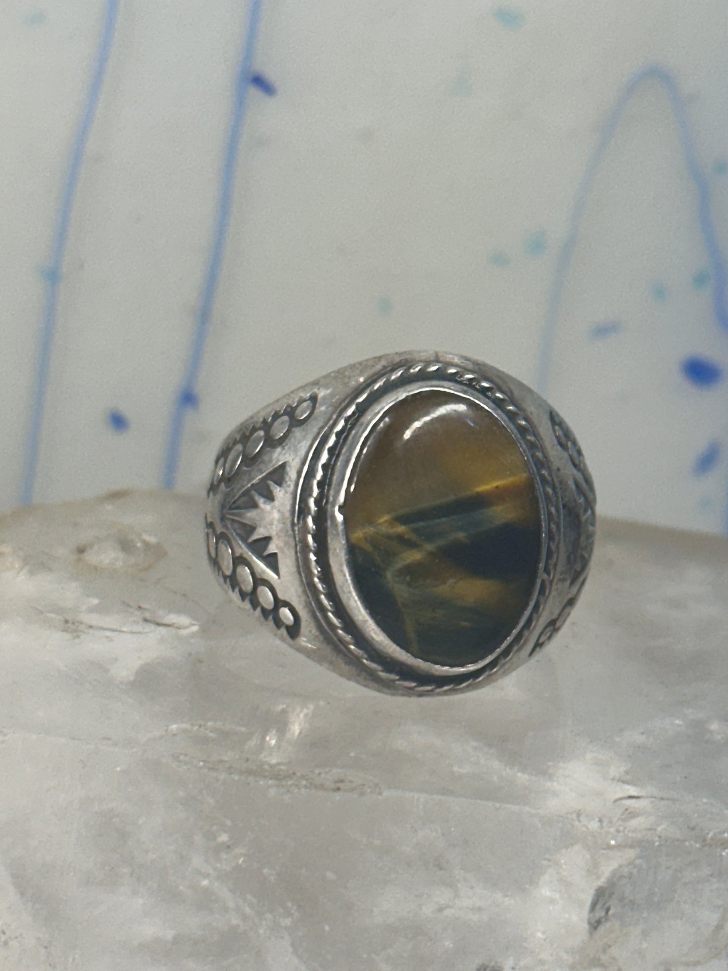 Tiger Eye ring size 10.75 Mexico sterling silver men women&nbsp;