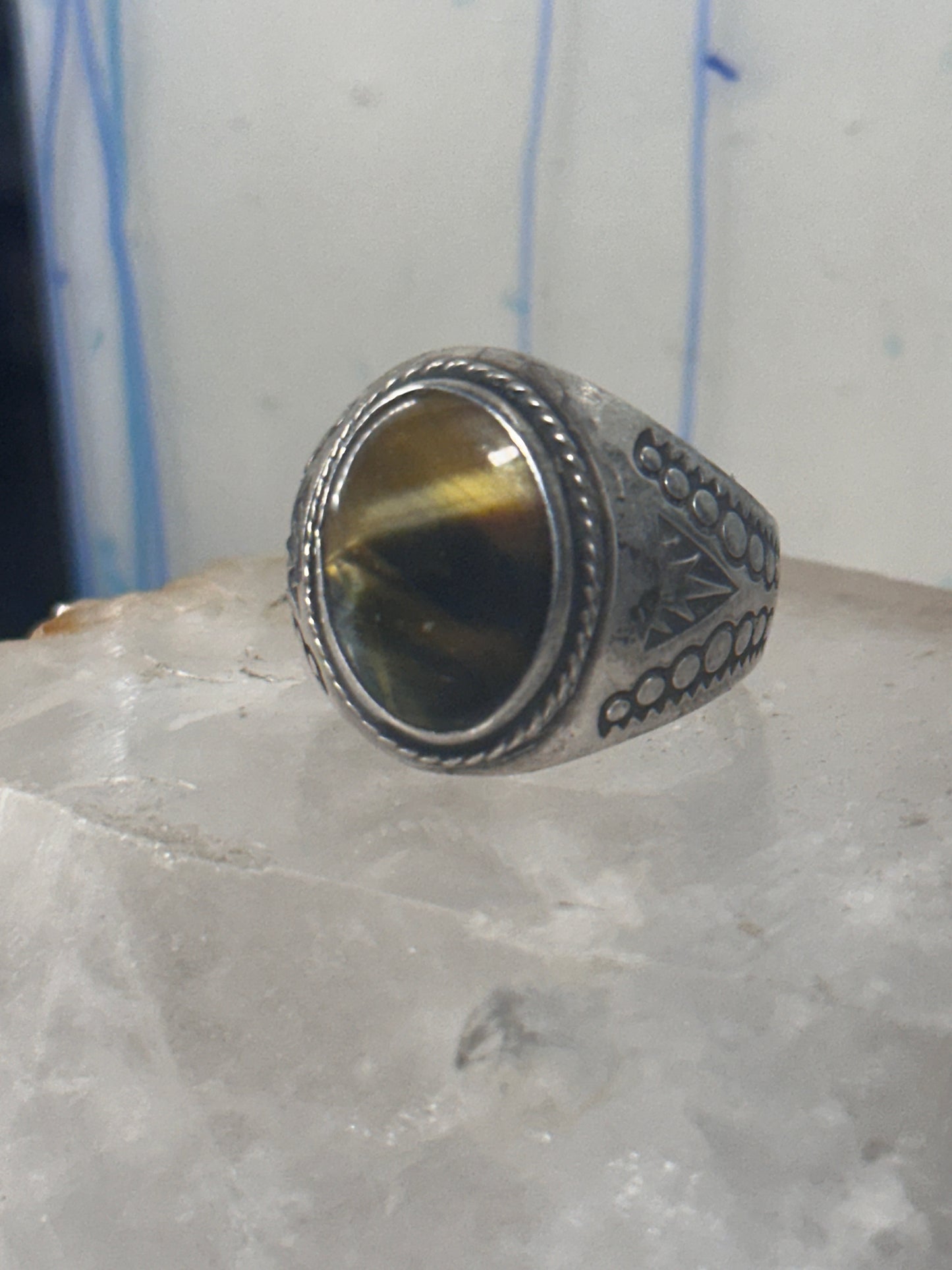 Tiger Eye ring size 10.75 Mexico sterling silver men women&nbsp;
