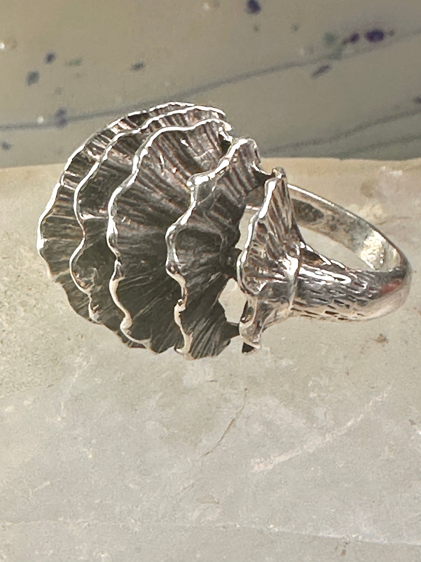 Brutalist ring textured band size 8 sterling silver women