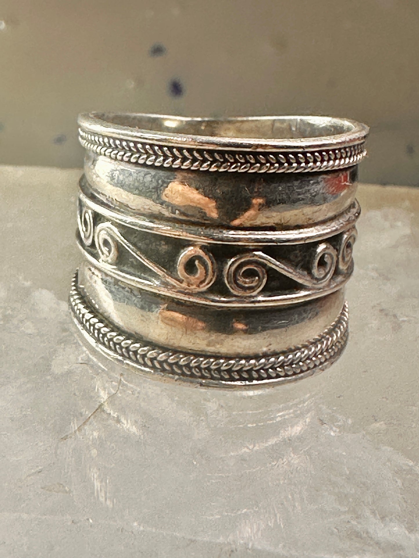 Cigar band ring rope design size 7.50 sterling silver women&nbsp;