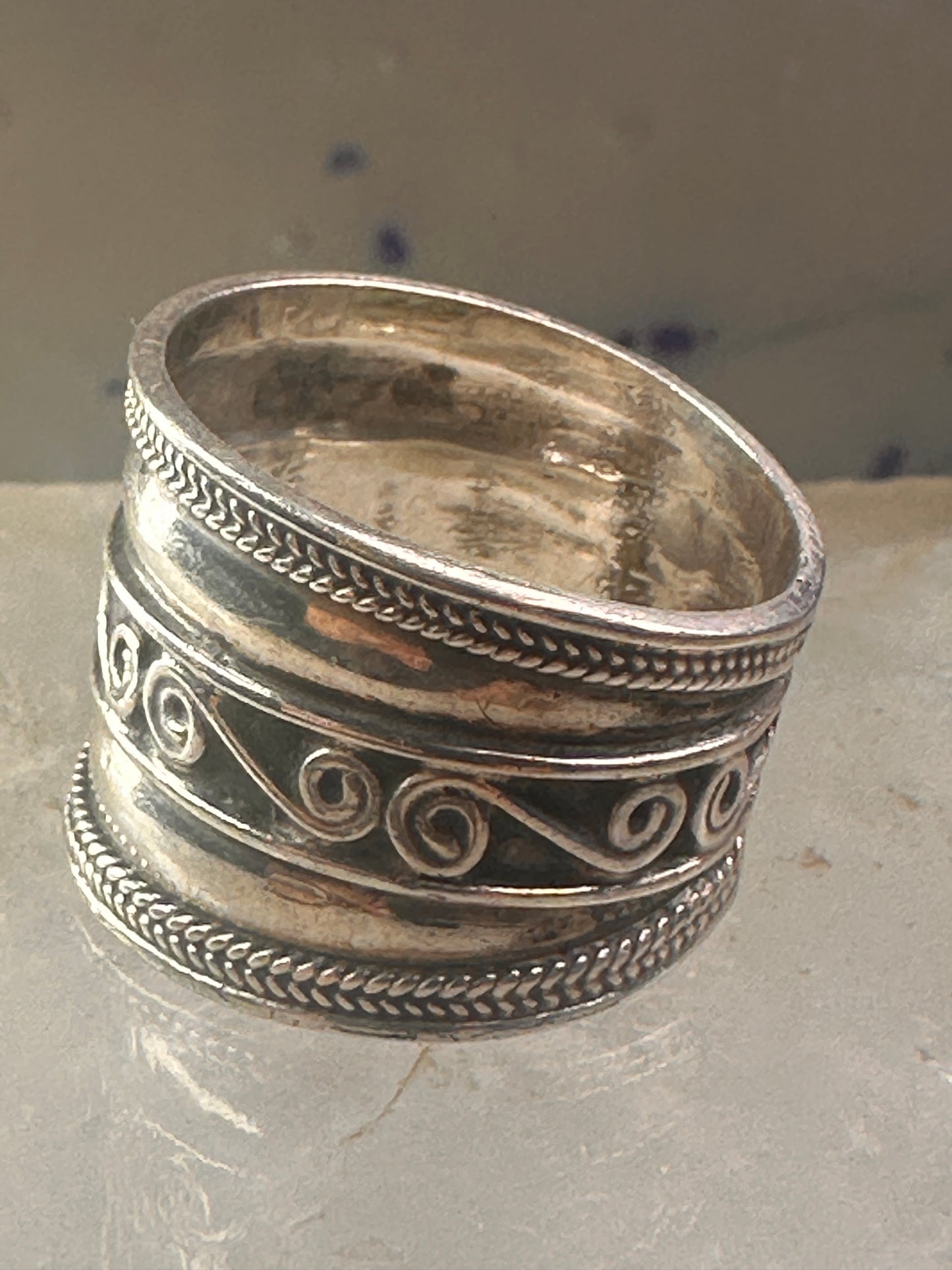 Cigar band ring rope design size 7.50 sterling silver women&nbsp;