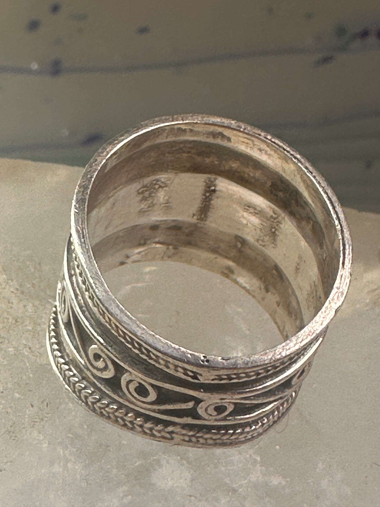 Cigar band ring rope design size 7.50 sterling silver women&nbsp;