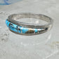 Vintage Sterling Silver Turquoise Channel Inlay Band Ring Southwestern Style Size 8 2.6g