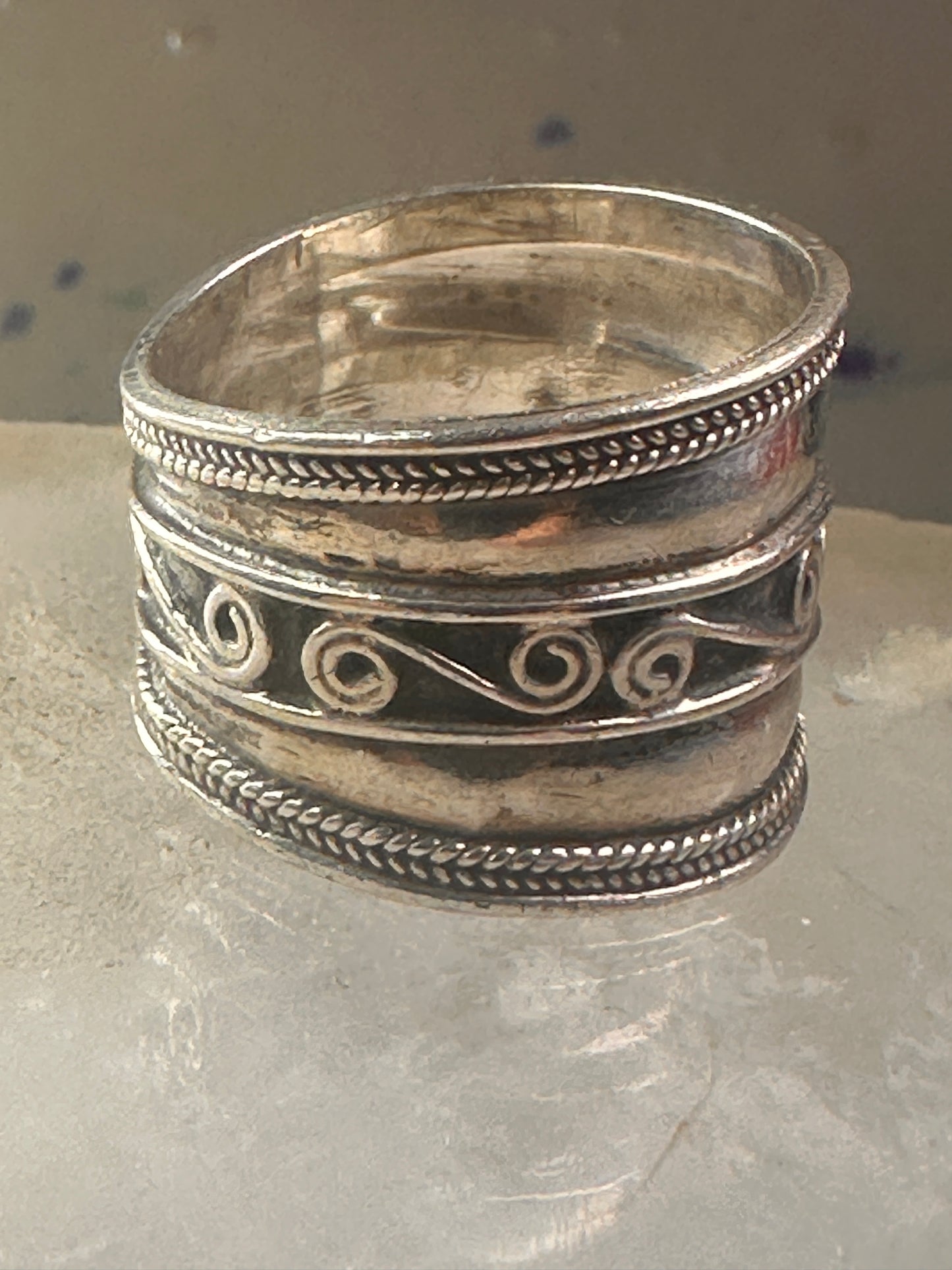 Cigar band ring rope design size 7.50 sterling silver women&nbsp;