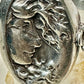 Lady face ring Art Deco Art Nouveau windswept hair  size 7 sterling silver women girls
