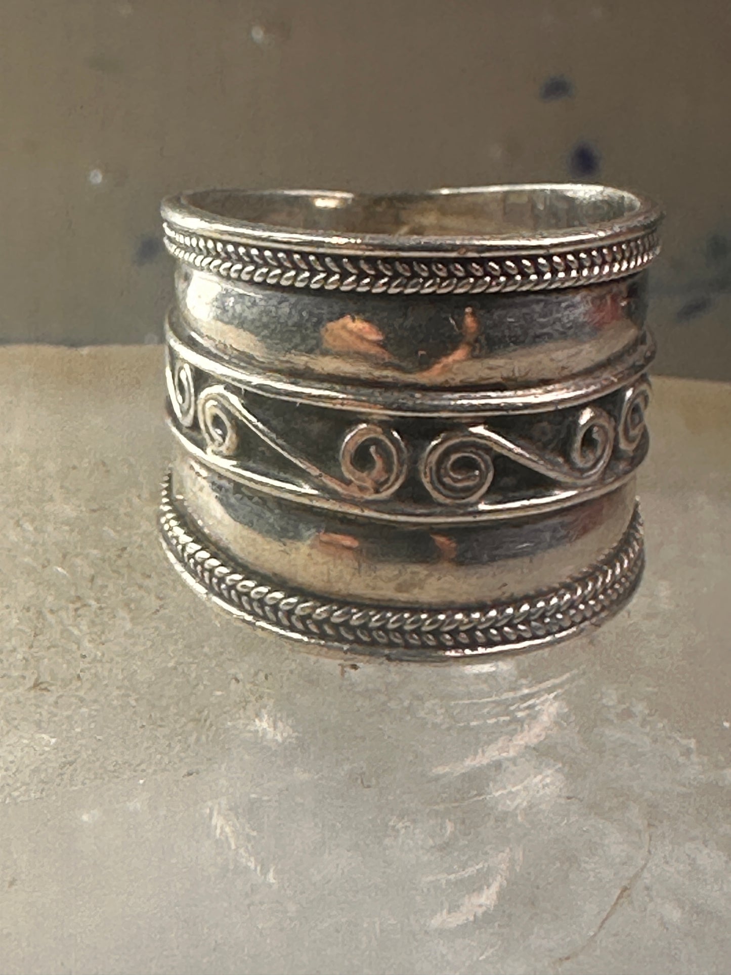 Cigar band ring rope design size 7.50 sterling silver women&nbsp;