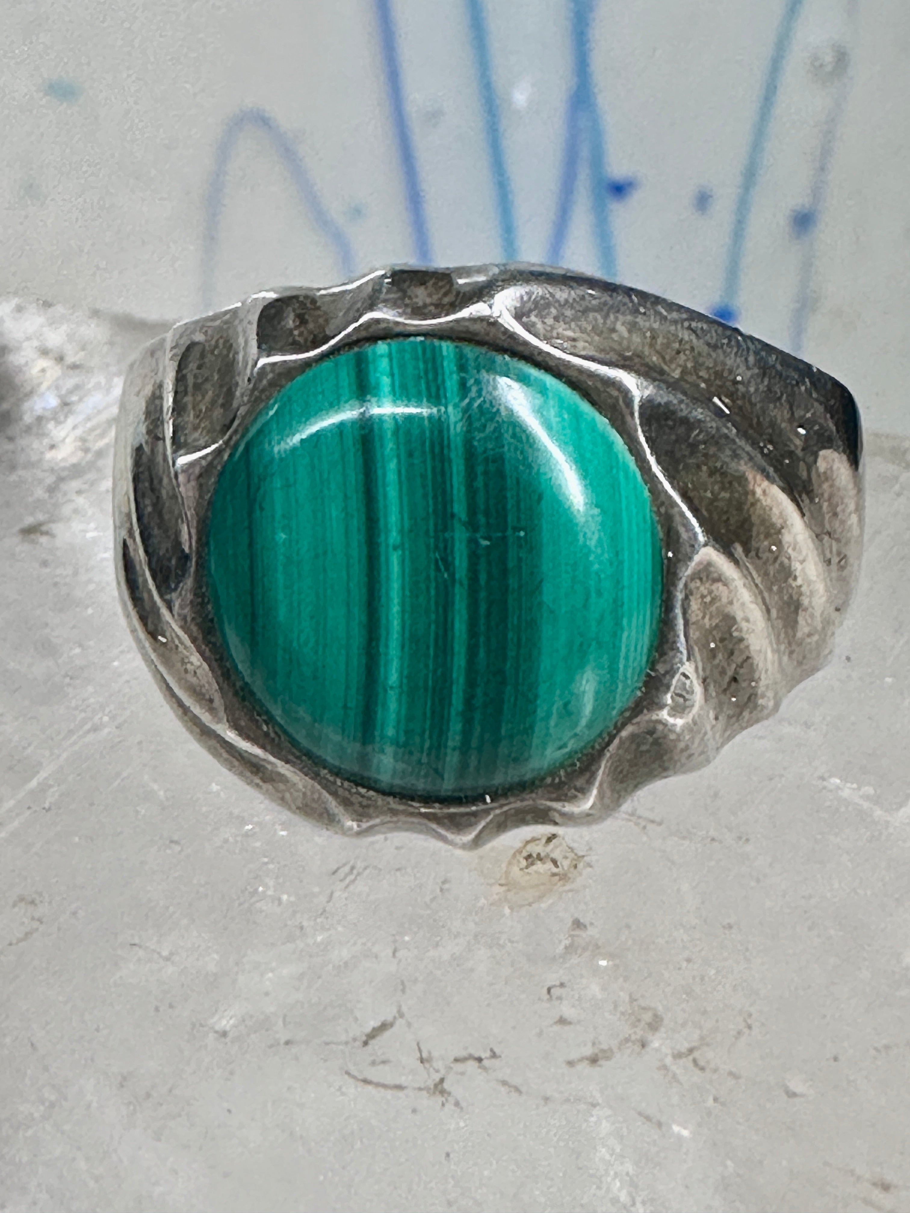 925 Sterling Vintage Malachite online Mexico Ring Sz 10