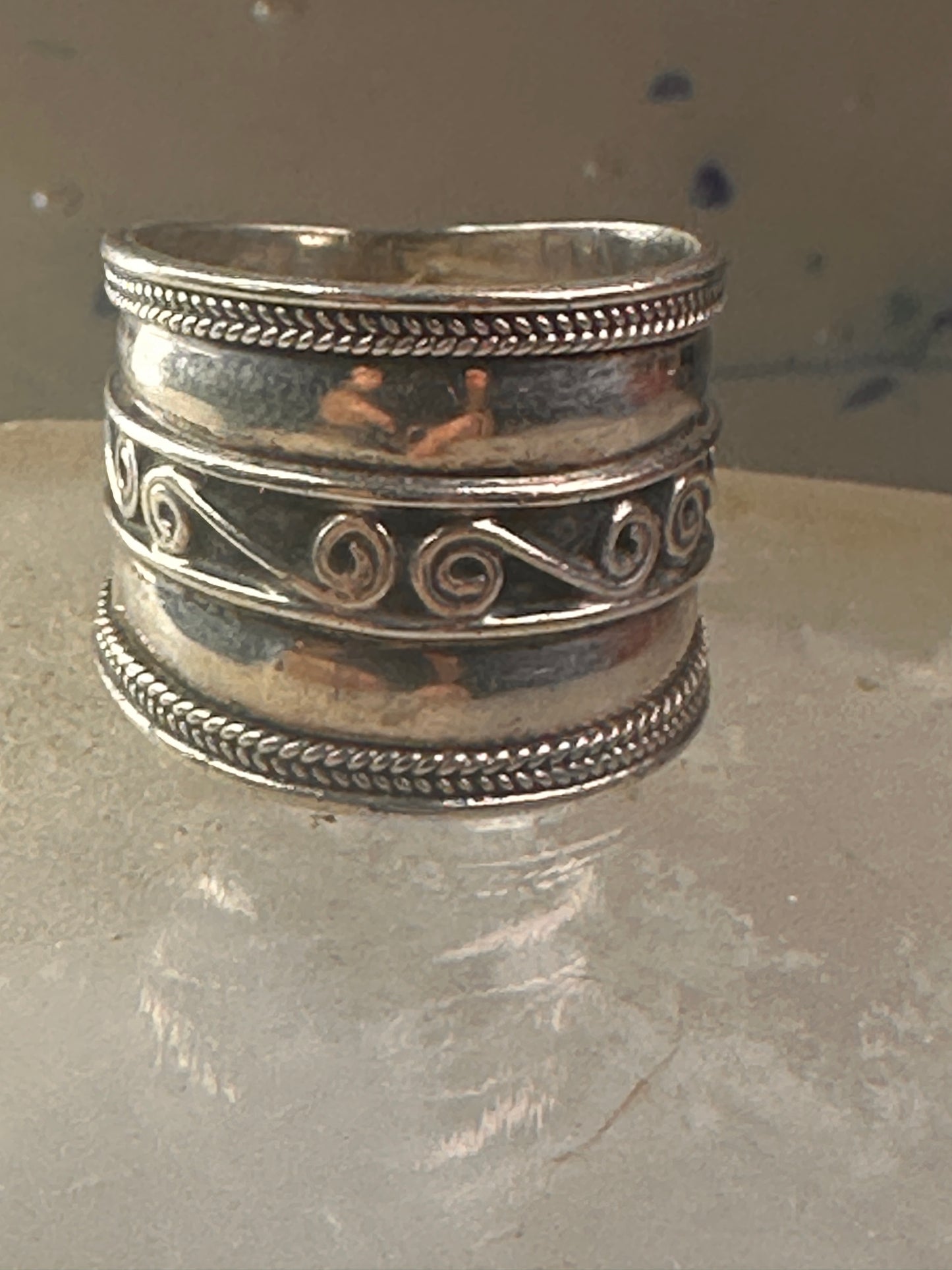 Cigar band ring rope design size 7.50 sterling silver women&nbsp;