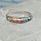 Vintage Sterling Silver Mosaic Turquoise Spiny Oyster Inlay Band Ring Size 8 2.4g