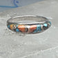 Vintage Sterling Silver Mosaic Turquoise Spiny Oyster Inlay Band Ring Size 8 2.4g