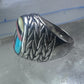 Zuni Ring turquoise onyx MOP leaves band size 8.2 sterling silver women men signed DL