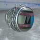 Zuni Ring turquoise onyx MOP leaves band size 8.2 sterling silver women men signed DL