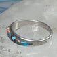Vintage Sterling Silver Mosaic Turquoise Spiny Oyster Inlay Band Ring Size 8 2.4g