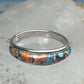 Vintage Sterling Silver Mosaic Turquoise Spiny Oyster Inlay Band Ring Size 8 2.4g