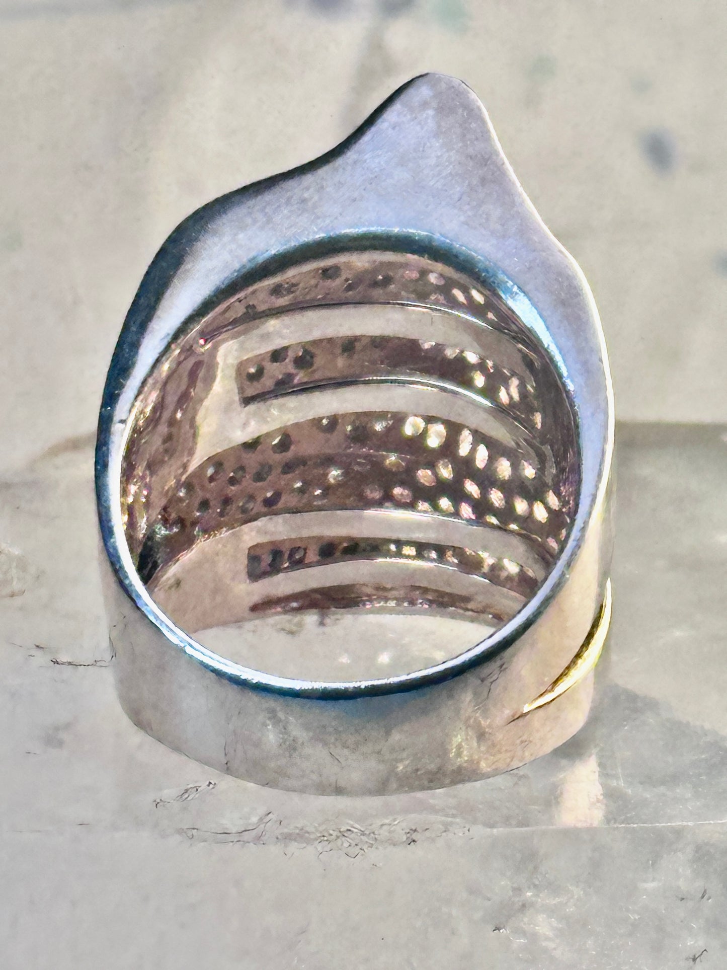Face ring figurative multi pave CZ band rose gold over sterling silver size 9.75 women
