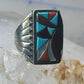 Zuni Cobblestone Ring Turquoise coral size 11.25 sterling silver sign R. G. & T