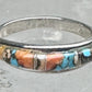 Vintage Sterling Silver Mosaic Turquoise Spiny Oyster Inlay Band Ring Size 8 2.4g