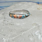 Vintage Sterling Silver Mosaic Turquoise Spiny Oyster Inlay Band Ring Size 8 2.4g