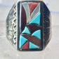 Zuni Cobblestone Ring Turquoise coral size 11.25 sterling silver sign R. G. & T