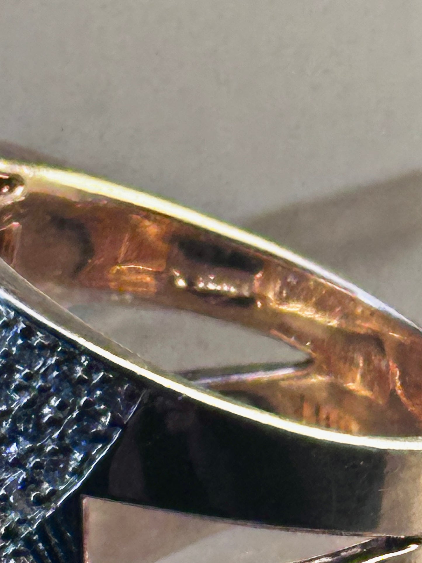 Face ring figurative multi pave CZ band rose gold over sterling silver size 9.75 women
