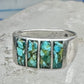 Vintage Sterling Silver Turquoise Chip Inlay Southwestern Band Ring Size 9 7.9g