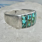 Vintage Sterling Silver Turquoise Chip Inlay Southwestern Band Ring Size 9 7.9g