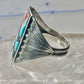 Zuni Cobblestone Ring Turquoise coral size 11.25 sterling silver sign R. G. & T