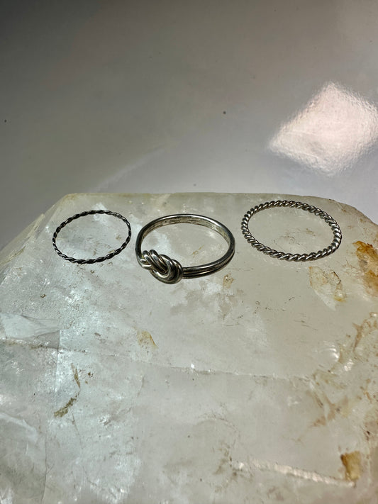 3 Slender ring stacker band size  9 to size 10  sterling  silver women  rings bands
