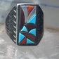 Zuni Cobblestone Ring Turquoise coral size 11.25 sterling silver sign R. G. & T