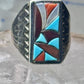 Zuni Cobblestone Ring Turquoise coral size 11.25 sterling silver sign R. G. & T