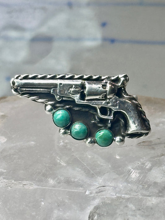 Gun ring turquoise southwestern band size 8.75 sterling silver women