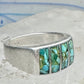Vintage Sterling Silver Turquoise Chip Inlay Southwestern Band Ring Size 9 7.9g