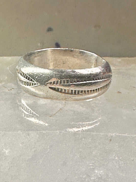 Southwest band ring etched wedding design size 5.25 sterling silver women